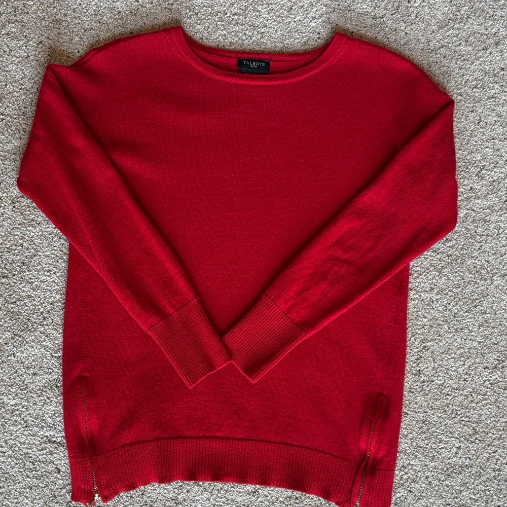Talbots Merino Wool Red Crew Neck Sweater